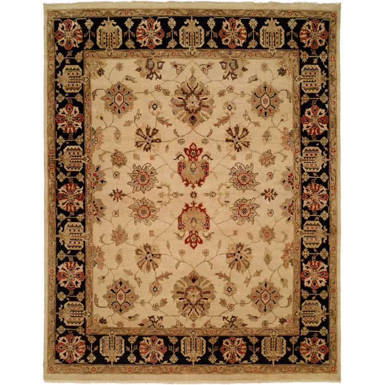 Wildon Home® Floral HandKnotted Wool Ivory/Brown Area Rug & Reviews